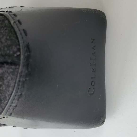 Cole Haan Grey Wool Black Leather and Rabbit Fur Trim Shoulder Bag Purse - Picture 9 of 9